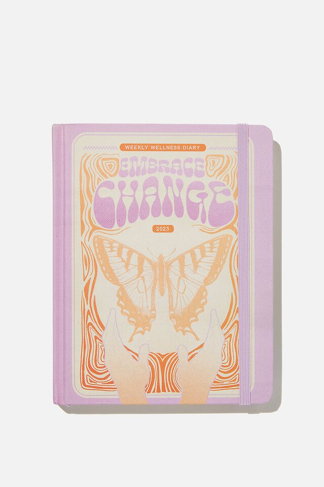 2023 Small Weekly Wellness Diary, EMBRACE CHANGE ORANGE BUTTERFLY