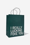 Get Stuffed Gift Bag - Medium, I REALLY LUCKING FOVE YOU GREEN - alternate image 1