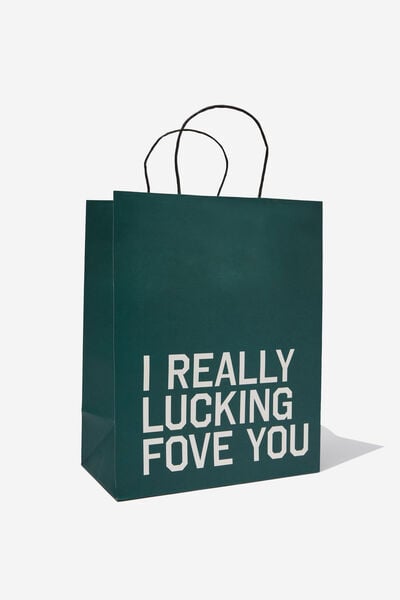 Get Stuffed Gift Bag - Medium, I REALLY LUCKING FOVE YOU GREEN