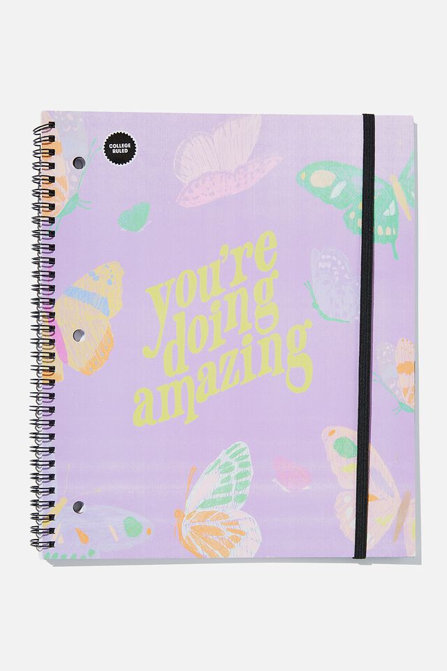 College Ruled Spinout Notebook V, PURPLE BUTTERFLY YOU RE DOING AMAZING