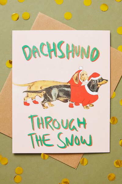 Christmas Card 2022, DACHSHUND THROUGH THE SNOW