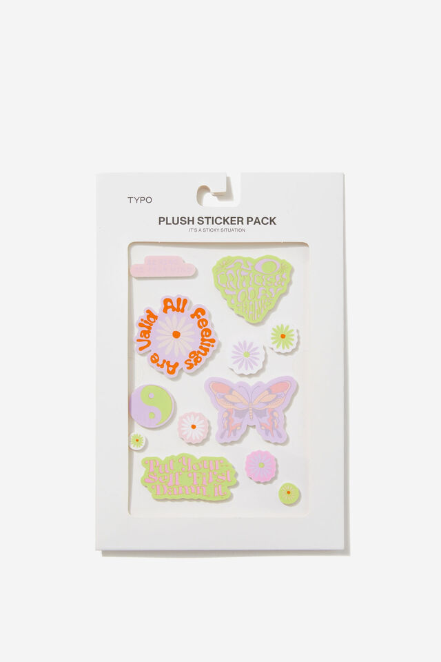 Plush Sticker Pack, BE KIND BUTTERFLY DAISY