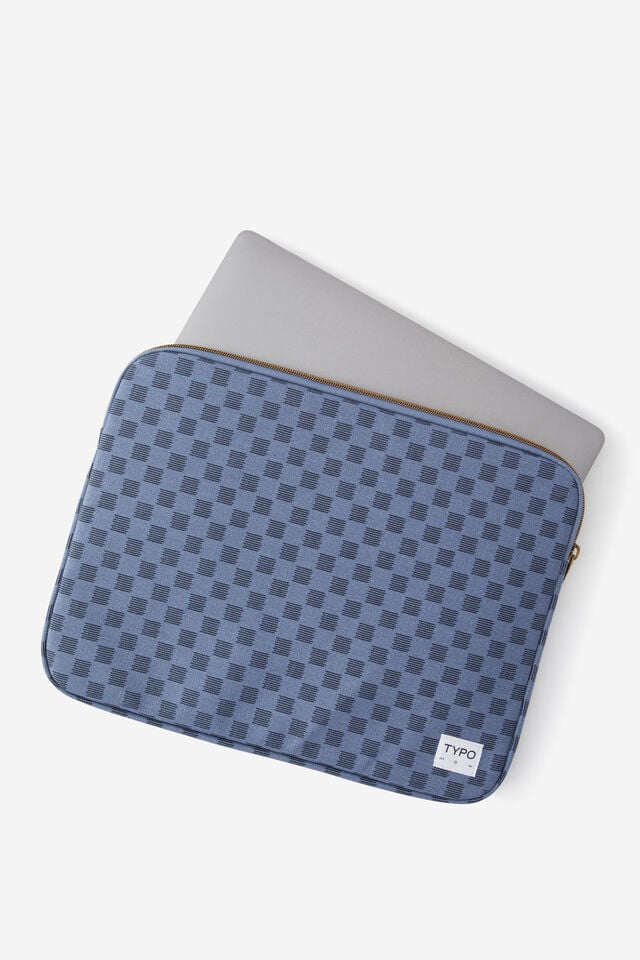 Take Me Away 15 Inch Laptop Case, STRIPED CHECK STORM BLUE