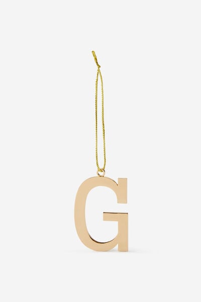 Metal Alphabet Christmas Ornament, GOLD G