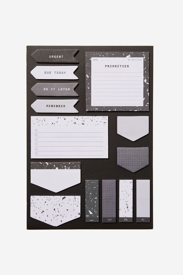 A5 Shaped Sticky Note, BLACK TERRAZZO