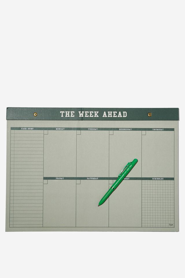 A3 Desk Planner, GREEN WEEK AHEAD