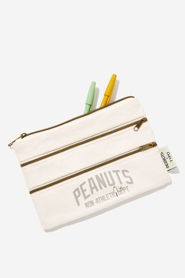 Premium Double Campus Pencil Case, LCN PEA PEANUTS PINK