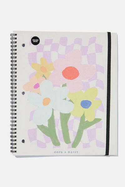 College Ruled Spinout Notebook V, OOPS A DAISY CHECKERBOARD