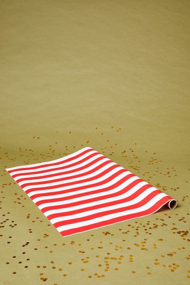Christmas Wrapping Paper Roll, RED/WHITE BOLD STRIPE