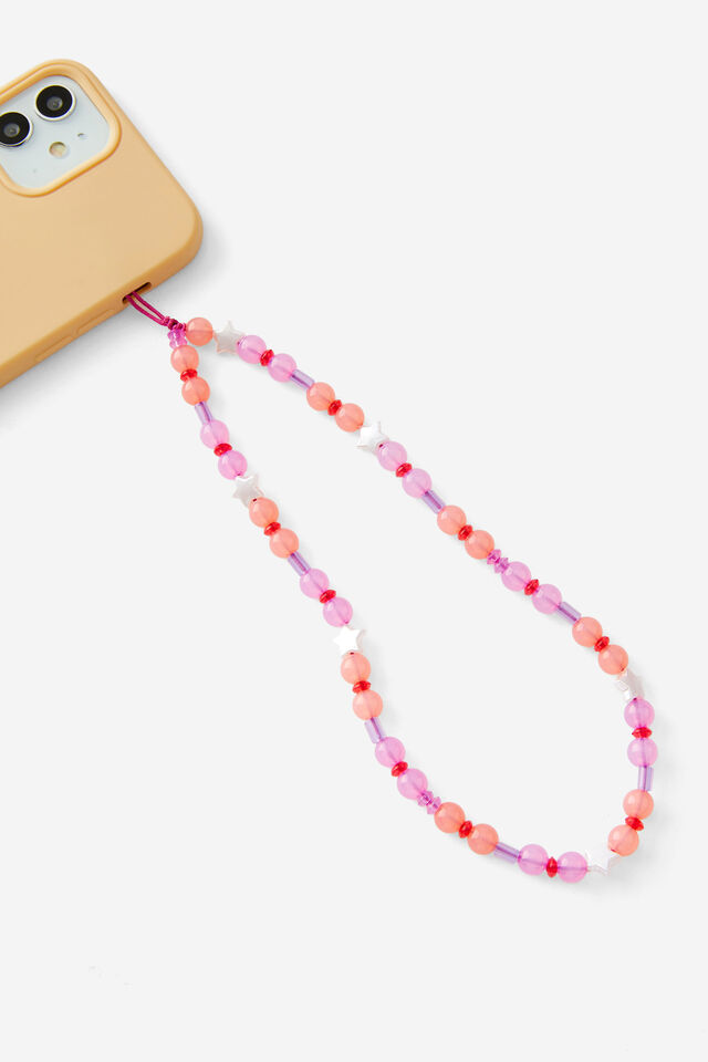 Carried Away Phone Charm Strap, STARS/ PINK POP