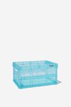 Small Foldable Storage Crate, TRANSPARENT DUSTY TORQUOISE
