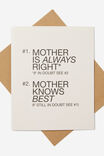 Mother's Day Card, MOTHER IS ALWAYS RIGHT - alternate image 1