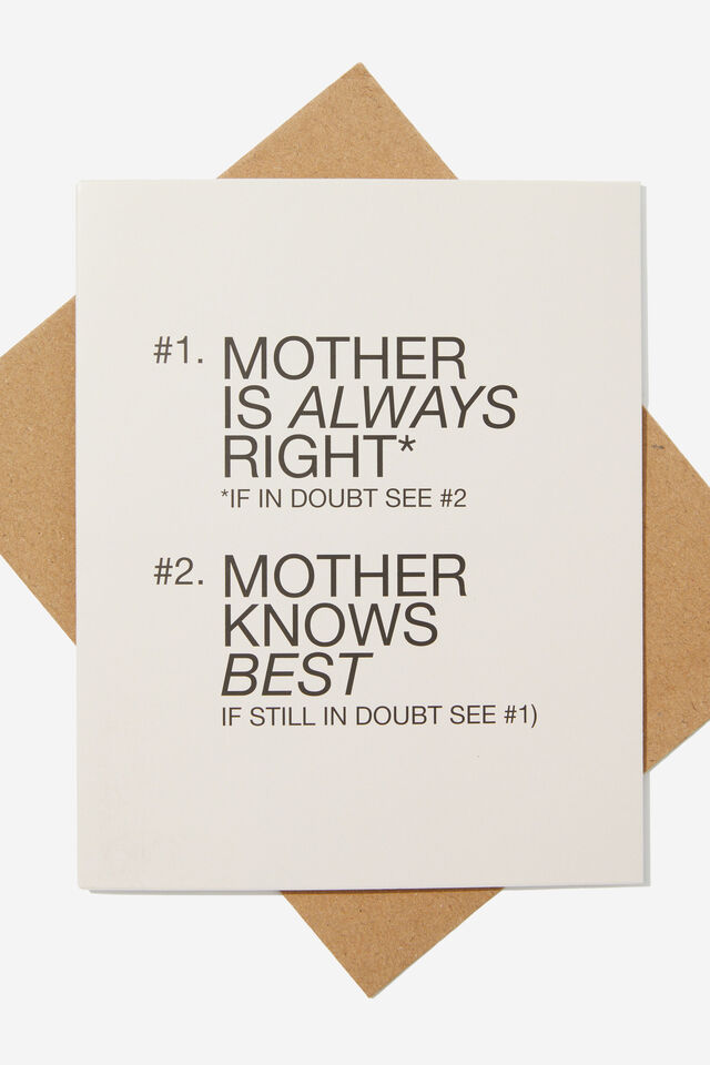 Mothers Day Card 2024, MOTHER IS ALWAYS RIGHT