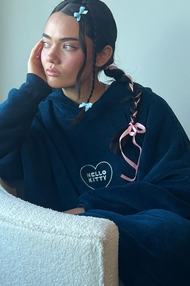 Collab Oversized Hoodie, LCN SAN HELLO KITTY NAVY