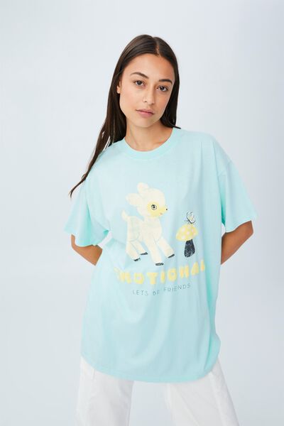 Boyfriend Fit Graphic Tee, EMOTIONAL/WASHED TEAL