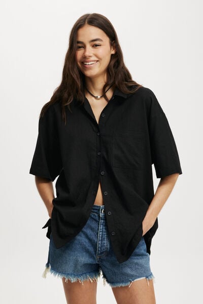 Blusa - Haven Short Sleeve Shirt, BLACK