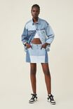 Saia - Patchwork Denim Micro Mini Skirt, BLUE PATCHWORK - vista alternativa 1