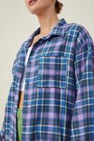 Boyfriend Flannel Shirt, CHER CHECK ANIMATED BLUE - alternate image 4