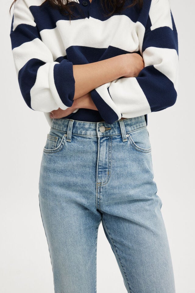 Stretch Bootcut Crop Jean, BELLS BLUE