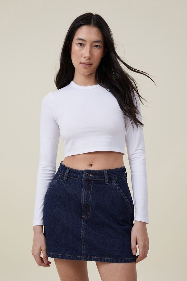 Cotton On Zoey Lace Long-Sleeve Crop Top