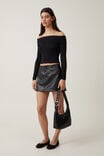 Faux Leather Mini Skirt, BLACK - alternate image 2