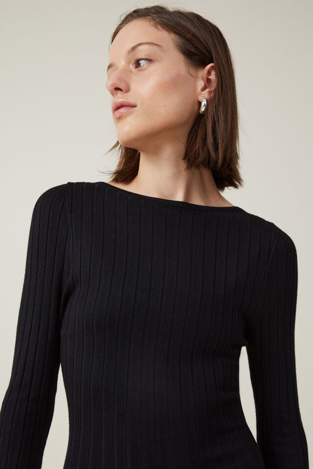 Vestido - Urban Knit Maxi Dress, BLACK