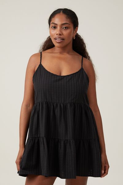 Summer Tiered Mini Dress, BLACK