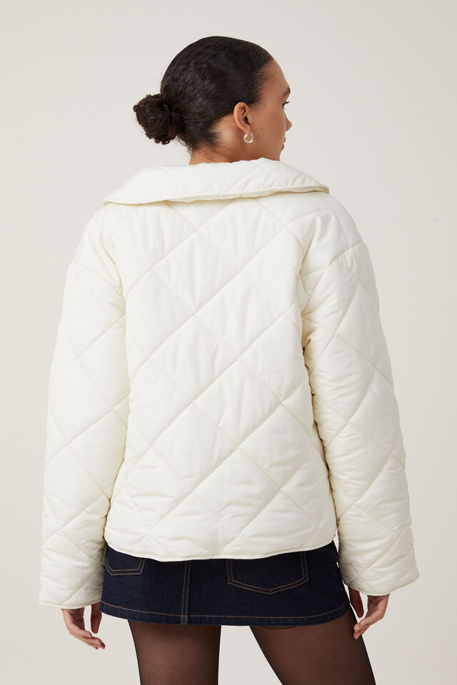 Quilted Tie Up Jacket, IVORY