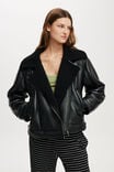 Dakota Faux Leather Aviator, BLACK - alternate image 1