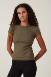 Camiseta - The One Organic Rib Crew Short Sleeve Tee, KHAKI GREEN - vista alternativa 1