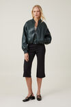 Aries Faux Leather Bomber Jacket, DEEP GREEN - alternate image 2