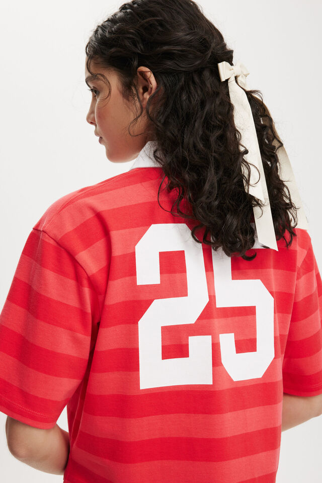 Oversized Sporty Graphics Tee, 25/SCARLETT RED