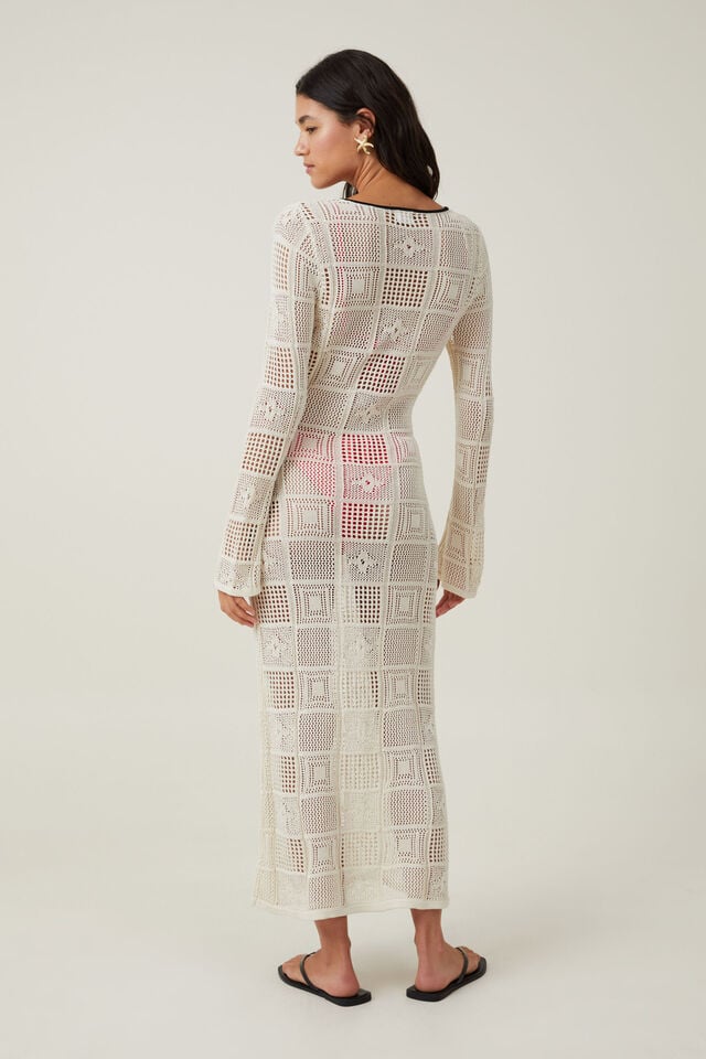 Riviera Crochet Dress, ECRU