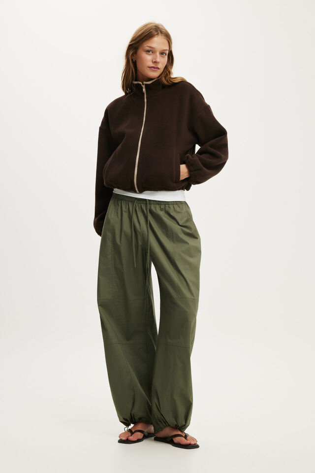 Polar Fleece Zip Through, DARK OAK/MILK TEA TIPPING