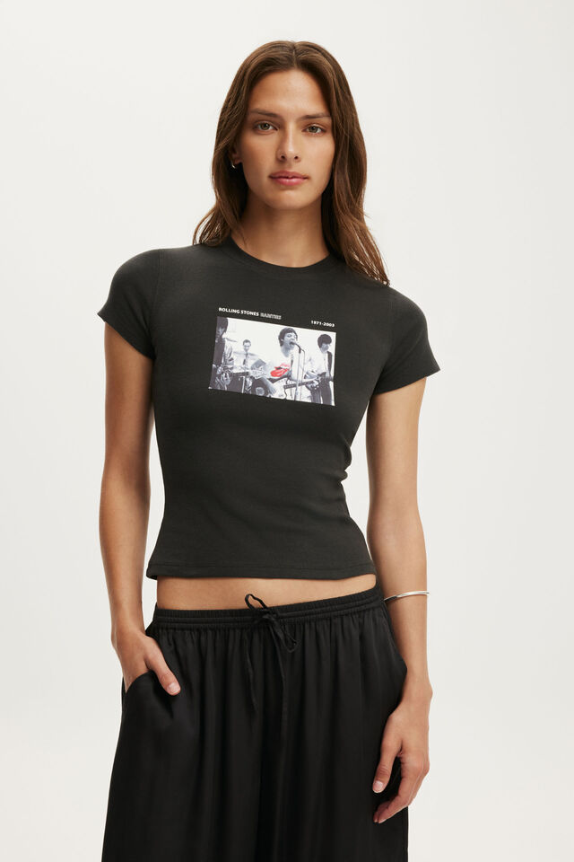Harvard Tiny Graphic Tee, LCN BRA ROLLING STONES RARITIES / WASHED BLAC