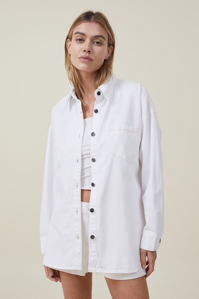 Oversized Denim Shirt, WHITEHAVEN