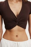 Bri Cropped Cardi Tee, DARK OAK - example image 4