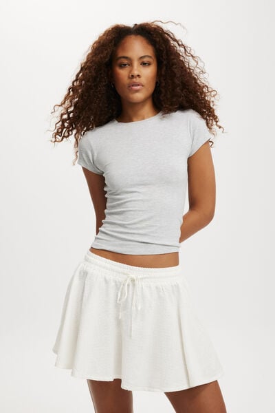 Haven Circle Mini Skirt, WHITE TEXTURE