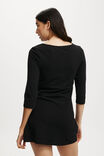 Bella 3/4 Sleeve Mini Dress, BLACK - alternate image 3