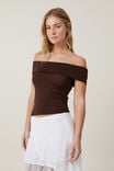 Chloe Off The Shoulder Top, DARK OAK - alternate image 1