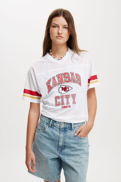 V Neck Lcn Oversized Graphic Tee, LCN NFL KANSAS CITY CHIEFS WHITE/VINTAGE WHIT