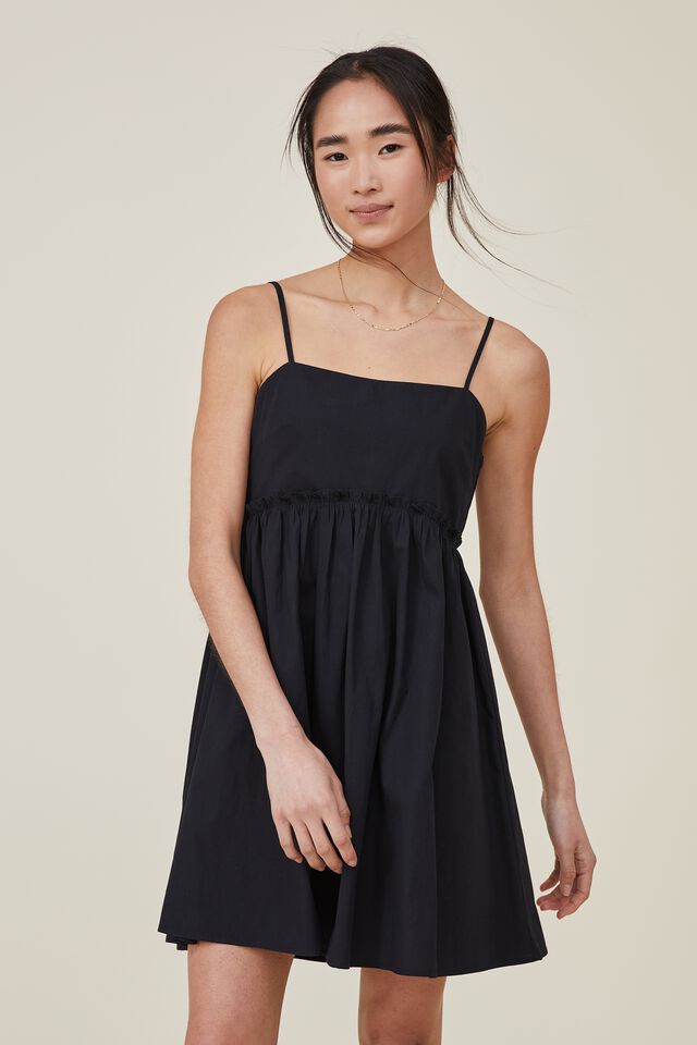 Piper Strappy Mini Dress, BLACK