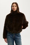 Malmo Faux Fur Jacket, COCOA BARK - example image 1