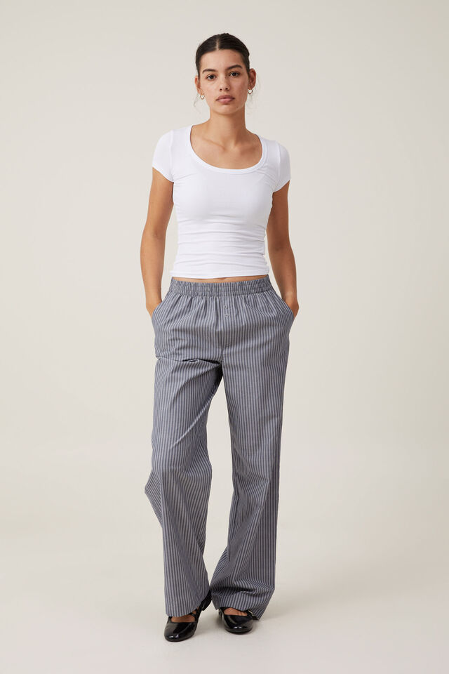 Staple Rib Scoop Neck Short Sleeve Top, WHITE II