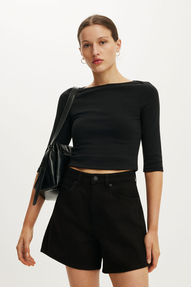 High 90 S Denim Short, AQUARIUS BLACK