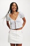 Mila Tie Front Short Sleeve Top, GREY MARLE - alternate image 1