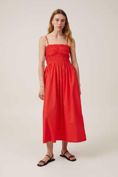 Lexi Shirred Maxi Dress, SUMMER RED