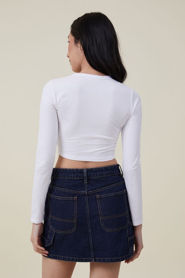 Cotton:On long sleeve fitted crop top in black