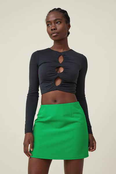 Soft Suiting Mini Skirt, BRIGHT GREEN