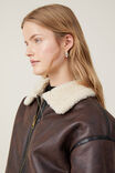 Dakota Faux Leather Jacket, BROWN/ CREAM - alternate image 4
